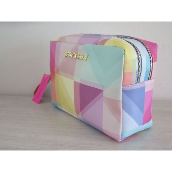 Betsey Johnson CBJ-1084 Women's Multi Color Block Weekender Cosmetic Case $68 - Picture 3 of 8